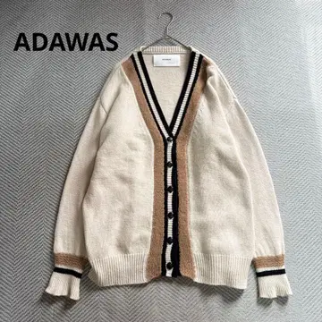 새상품급 ADAWAS 울 100% 가디건 베이지 계열 일본제 두꺼운 원단