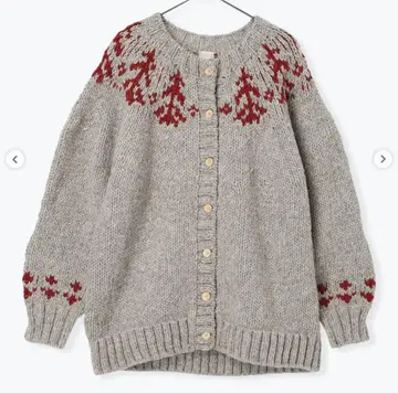 최종 가격 츠하루 페루 니트 자카드 니트 가디건 그레이