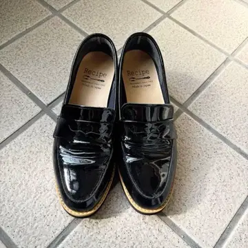 레시피 에나멜 로퍼 코인 로퍼 블랙 22cm