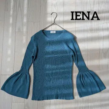 IENA 이에나 라인 플레어 슬리브 니트 리브 블루