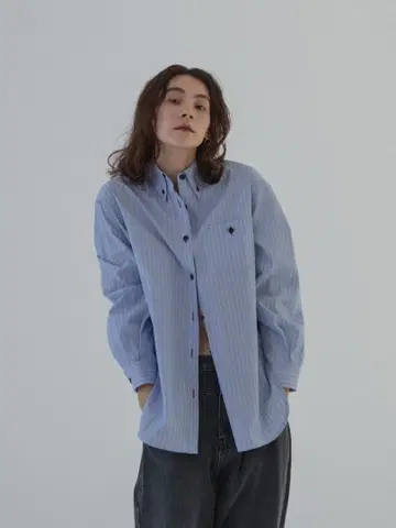 NOKCHA button down mannish stripe shirt