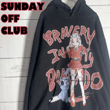 SUNDAY OFF CLUB 빅 프린트 후드티 L