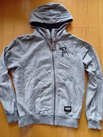 PUMA 풀 집업 후드티 맨투맨 푸마M 면 그레이