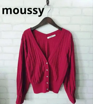 moussy 핑크 계열 컷워크 디자인 긴팔 가디건