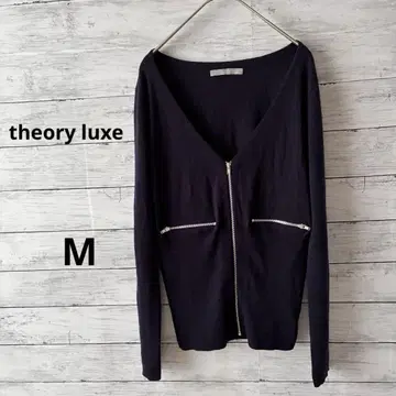 theory luxe 다크 네이비 긴팔 프론트 지퍼 가디건 울