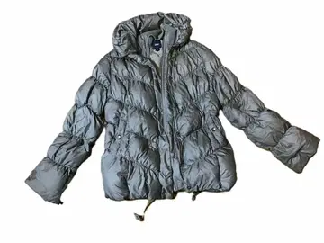 그레이 퀼팅 다운 자켓 후드 부착