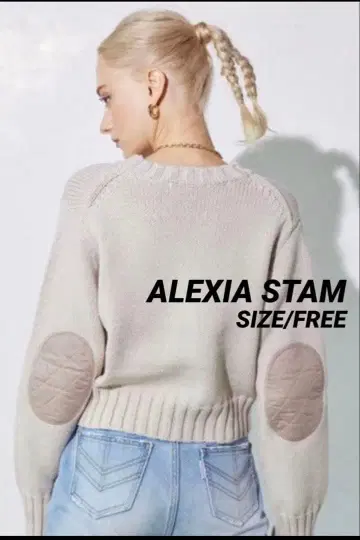 ALEXIA STAM 엘보 패치 니트 탑 여성용