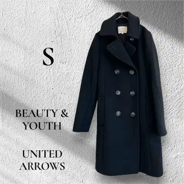 컨디션 최상 유나이티드 애로우즈 더블 브레스트 피 코트 S 블랙 A라인