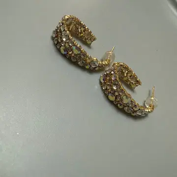 여성용 골드 크리스탈 후프 귀걸이