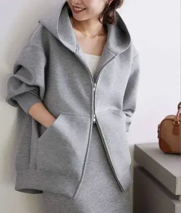 슬로브 이에나 더블 지퍼 후드 맨투맨