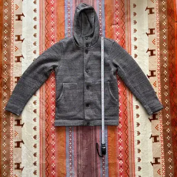 후드 부착 그레이 니트풍 자켓