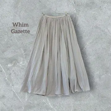 윔 가젯 롱 플레어 스커트 전체 밴딩 편안함 안감 부착 얇은 소재