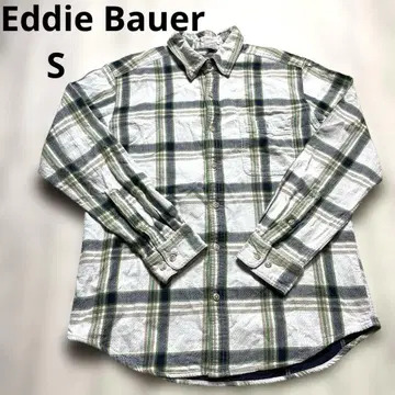 Eddie Bauer 화이트 계열 체크 플란넬 셔츠 S 안감 부착