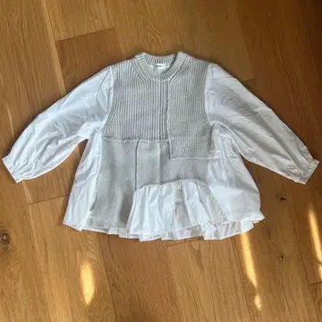 MACHATT 그레이 니트 도킹 블라우스