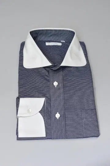 네이비 화이트 스트라이프 비즈니스 셔츠 M 사이즈 11