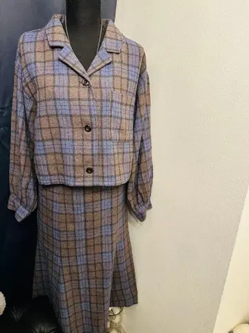 체크 무늬 긴팔 셋업