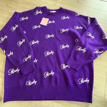 Rady 빅사이즈 퍼플 로고 자수 니트 스웨터 M