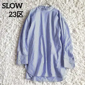 새상품 택 포함 23구 SLOW 스트라이프 블라우스 스모크 루즈핏