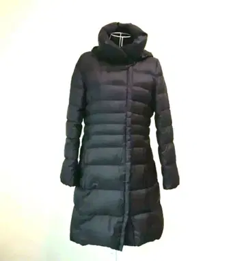 23구 후드 부착 롱 다운 자켓 블랙