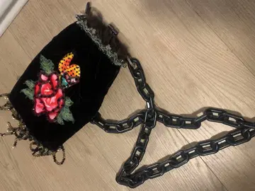 장미 자수 벨벳 파티 백