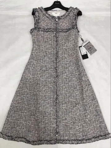 새상품급 루네 트위드 원피스 34 핑크 네이비 Rene