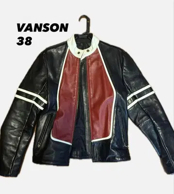 VANSON 가죽 라이더 자켓 38