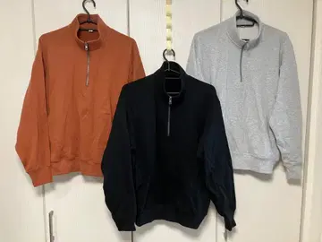 유니클로 맨투맨 하프 지퍼 셔츠 3종 세트 S