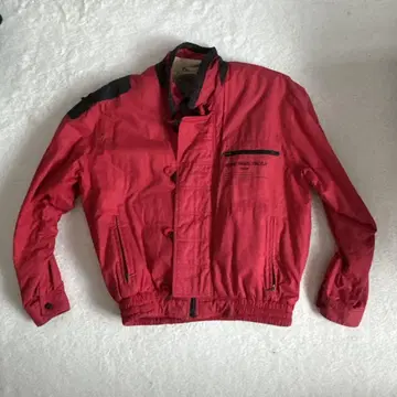 빨간색 나일론 자켓 더블 버튼