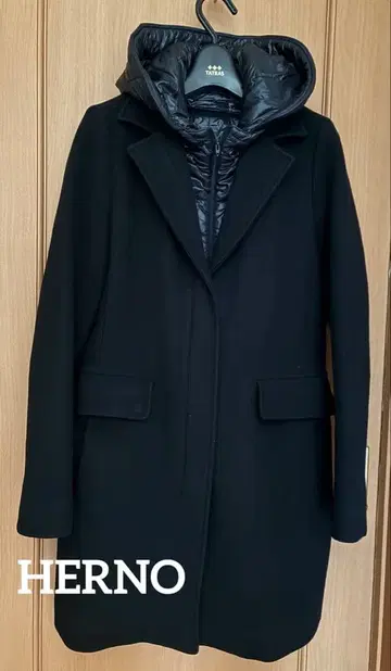 HERNO 투웨이 다운 코트 울 블랙 42