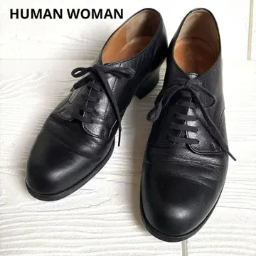 휴먼 우먼 레이스업 슈즈 블랙 24.0cm 일본제 가죽 신발