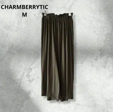 참 베리 칙 플리츠 가우초 스카초 신축성 카키 M