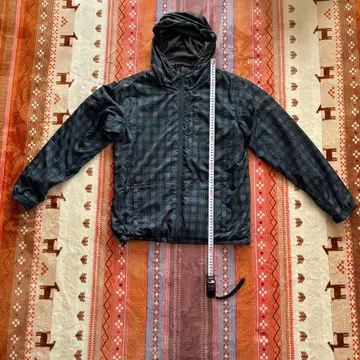 나일론 자켓 M 사이즈 체크 무늬 후드 부착