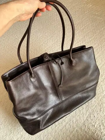 브라운 가죽 토트백