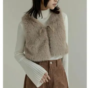 미사용 리디 전후 2WAY 인조 모피 베스트 뷔스티에