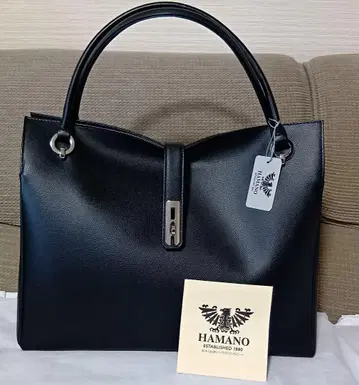 하마노 가죽 공예 그레이스 라이트 토트 블랙 실버 A4 사이즈 수납
