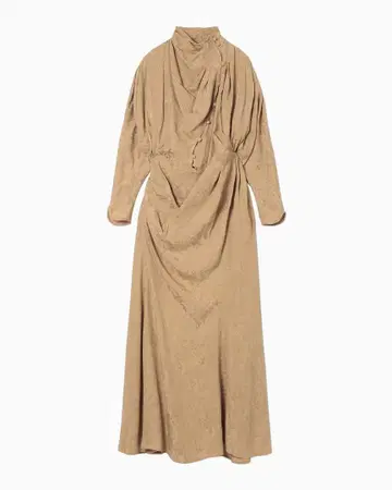 마메쿠로구치 Floral Jacquard Draped Dress