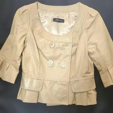 GRAND TABLE 가죽 베이지 더블 버튼 자켓