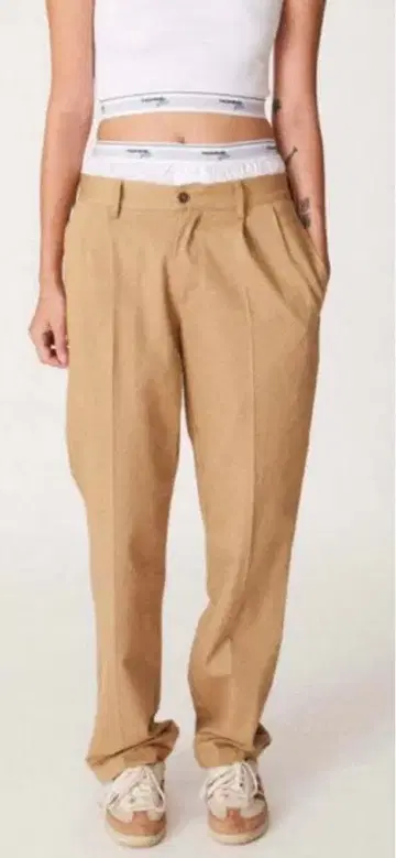 HOMMEGIRLS 옴걸 카키 복서 트라우저 팬츠