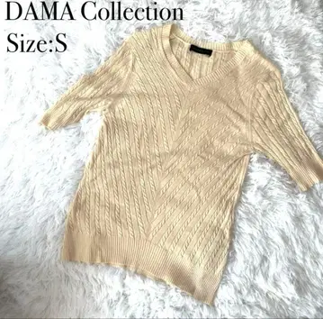 다이아 컬렉션 니트 S 화이트 실크 100% 5부 소매 포멀 출퇴근