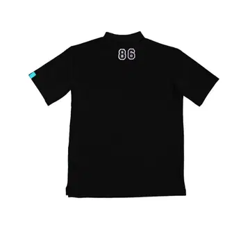 SERENITA 블랙 하이넥 반팔 T셔츠