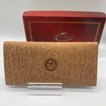 PIRUSZO 천연 가죽 장지갑 베이지 엠보 가죽 동전 지갑 있음