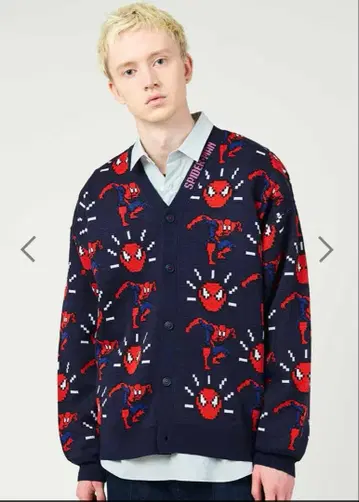 그라니프 스파이더맨 워셔블 자카드 가디건 니트 남녀 공용