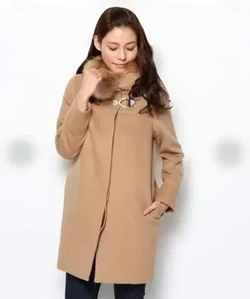 ESTNATION bis 퍼 비트 장식 코트 베이지