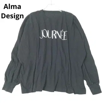 알마 디자인 긴팔 T셔츠 영문 로고 프린트 블랙 L 캐주얼