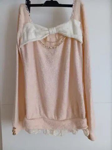 리즈리사 리본 포함 핑크 긴팔 니트