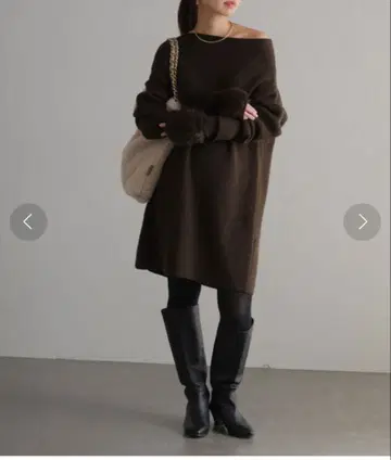 라토타리테 퍼 그로브 부착 튜닉 원피스