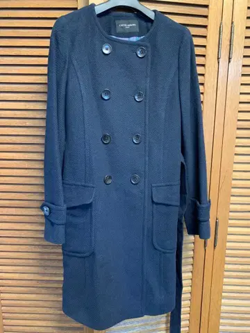 네이비 더블 브레스트 코트