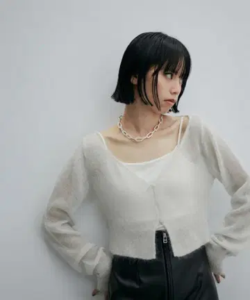 ADAM ET ROPE 모헤어 숏 가디건