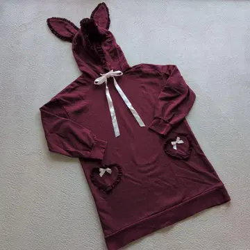 Secret Honey 토끼 귀 프릴 리본 하트 원피스