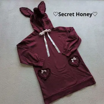 Secret Honey 토끼 귀 프릴 리본 하트 원피스